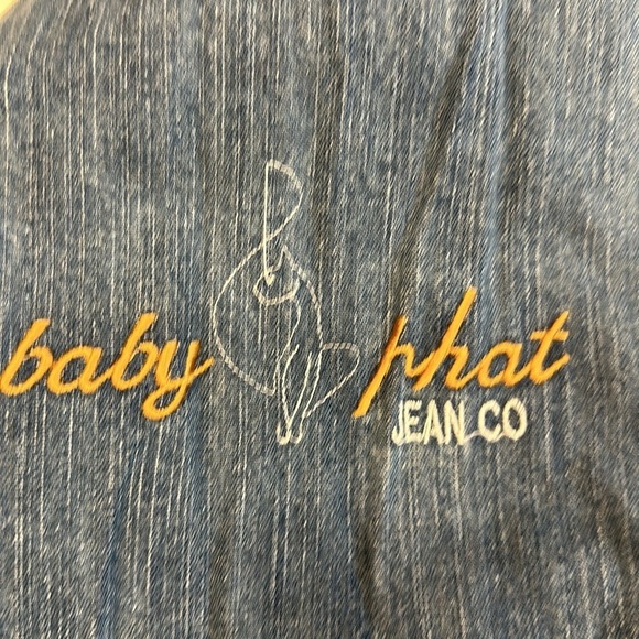 🎉hostpick😁Baby phat denim, md blue logo stitch above front pocket & on back M - Picture 4 of 14